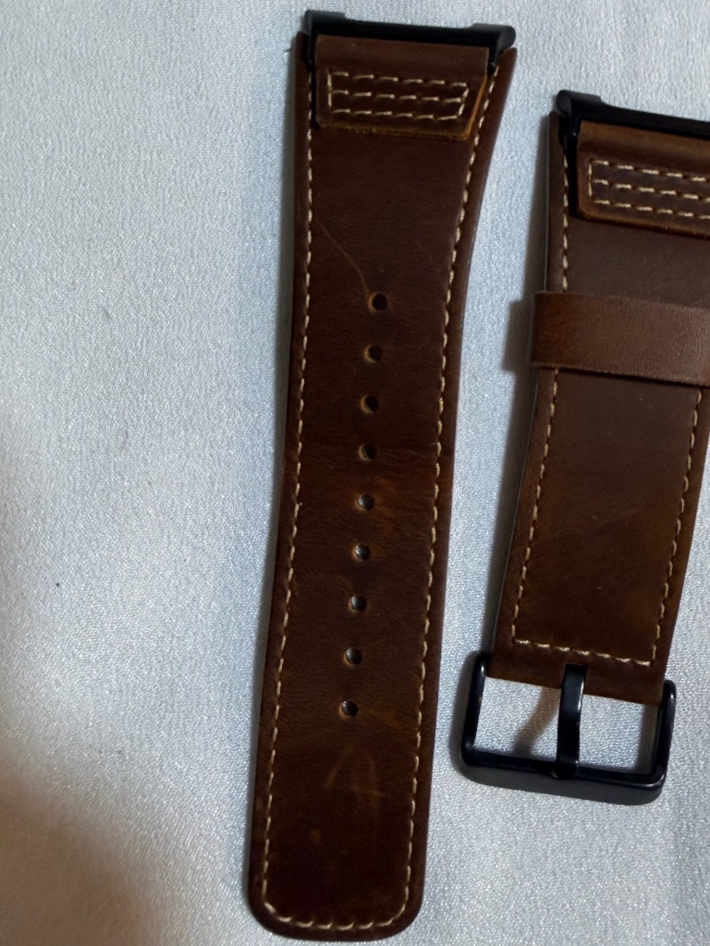 Genuine Leather Smart Watch Band Brown Replacement Strap Black Buckle